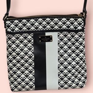 KATE SPADE Black and White Crossbody Bag Purse - Pink Interior